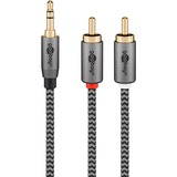 goobay Plus Audio Adapterkabel AUX 3,5mm Klinke > Stereo-Cinch Stecker schwarz/silber, 3 Meter
