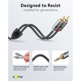 goobay Plus Audio Adapterkabel AUX 3,5mm Klinke > Stereo-Cinch Stecker schwarz/silber, 3 Meter