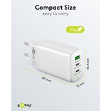 goobay USB-C Multiport-Schnellladegerät, PD, GaN, 65 Watt weiß, 2x USB-C, 1x USB-A, Power Delivery, QuickCharge