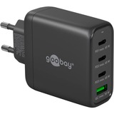 goobay USB-C Multiport-Schnellladegerät, PD, GaN, 68 Watt schwarz, 3x USB-C, 1x USB-A, Power Delivery, QuickCharge