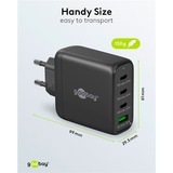 goobay USB-C Multiport-Schnellladegerät, PD, GaN, 68 Watt schwarz, 3x USB-C, 1x USB-A, Power Delivery, QuickCharge