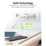 goobay USB-C Multiport-Schnellladegerät, PD, GaN, 68 Watt schwarz, 3x USB-C, 1x USB-A, Power Delivery, QuickCharge