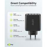 goobay USB-C Multiport-Schnellladegerät, PD, GaN, 68 Watt schwarz, 3x USB-C, 1x USB-A, Power Delivery, QuickCharge