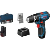 Bosch Akku-Schlagbohrschrauber GSB 12V-15 Professional, 12 Volt blau/schwarz, 2x Li-Ionen Akku 2,0Ah, 25 Bits