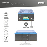 Digitus 8 Port Gigabit Ethernet, Switch blau