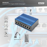 Digitus 8 Port Gigabit Ethernet, Switch blau