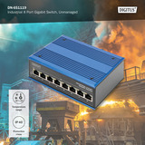 Digitus 8 Port Gigabit Ethernet, Switch blau