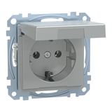 Merten Schutzkontakt-Steckdose mit Klappdeckel und erhöhtem Berührungsschutz, Unterputz, 16 Ampere, 250 Volt aluminium, Retail