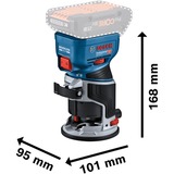 Bosch Professional Akku-Kantenfräse GKF 18V-8 Professional solo + Taucheinheit, Oberfräse blau/schwarz, ohne Akku und Ladegerät, in L-BOXX