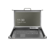 Digitus Modulare HD LCD KVM Konsole mit 17" TFT 8 Port Cat 5, KVM-Switch schwarz, deutsches Tastaturlayout, 8 Port Cat 5 KVM-Switch, Touchpad
