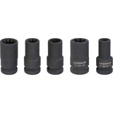 GEDORE Steckschlüssel-Satz Bremsen, 5-teilig schwarz, Sonderprofile (KL-0112-9) 