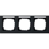 Gira Abdeckrahmen dreifach waagerecht mit Beschriftungsfeld, Abdeckung schwarz, Retail