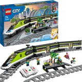 LEGO 60337 City Personen-Schnellzug, Konstruktionsspielzeug Set mit ferngesteuertem Zug mit Scheinwerfern, 2 Wagen und 24 Schienen-Elementen