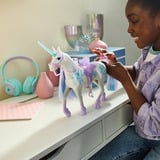 Spin Master Unicorn Academy -  Einhorn Glacier, Spielfigur 28 cm groß, mit echter Mähne und Schweif, abnehmbarem Zaumzeug, Sattel und Bürste