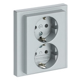 Busch-Jaeger Schutzkontakt Doppelsteckdose Typ F mit erhöhtem Berührungsschutz aluminium, Retail