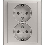 Busch-Jaeger Schutzkontakt Doppelsteckdose Typ F mit erhöhtem Berührungsschutz aluminium, Retail