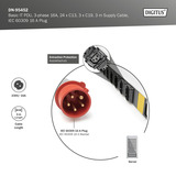 Digitus Basis IT PDU mit Aluminiumprofil, 27-fach, 24x C13, 3x C19, Steckdosenleiste schwarz/aluminium, 3 Meter Kabel, 3-phasig 16A, IEC309 16A Stecker