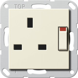 Gira Steckdose British Standard geschaltet mit Shutter und Schraubklemmen weiß, Retail