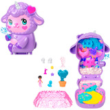 Mattel Polly Pocket Traumland Schatulle in Lammform mit Minipuppe und Haustier-Einhorn 