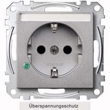 Merten Schutzkontakt-Steckdose mit Überspannungsschutz und Beschriftungsfeld, Typ MEG2305-0460 aluminium, Retail