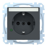 Merten Schutzkontakt-Steckdose mit Überspannungsschutz und Beschriftungsfeld, Unterputz, 16 Ampere anthrazit, Retail