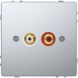 Merten Steckdose mit zwei Chinch-Steckbuchsen für Audio Anschluss edelstahl, Retail