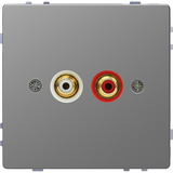 Merten Steckdose mit zwei Chinch-Steckbuchsen für Audio Anschluss edelstahl, Retail