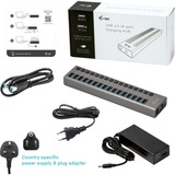 i-tec USB 3.0 Charging HUB 16port + Power Adapter 90 W, USB-Hub schwarz