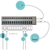 i-tec USB 3.0 Charging HUB 16port + Power Adapter 90 W, USB-Hub schwarz