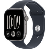 Apple Watch Series 12, Smartwatch grau, Aluminium, 46 mm, Sportarmband Navyblau M/L