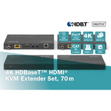 Digitus 4K HDBaseT HDMI KVM Extender Set, HDMI Verlängerung schwarz, 70 m