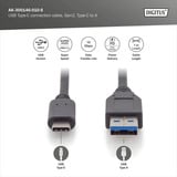 Digitus USB 3.2 Gen 2 Anschlusskabel USB-A > USB-C schwarz, 1 Meter, PD, Laden mit bis zu 15 Watt