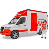 bruder 02676 MB Sprinter Ambulanz mit Fahrer, Modellfahrzeug rot/weiß
