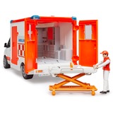 bruder 02676 MB Sprinter Ambulanz mit Fahrer, Modellfahrzeug rot/weiß