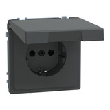 Merten Schutzkontakt-Steckdose mit Klappdeckel und erhöhtem Berührungsschutz, Unterputz, 16 Ampere anthrazit, Retail