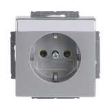 Busch-Jaeger Steckdosen Einsatz mit Beschriftungsfeld 2 Pol plus Erde 16 Ampere aluminium, Retail