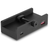 DeLOCK Externer USB 5 Gbps 3 Port Hub 2 x USB Typ-A, 1 x USB Type-C™ und 2 Slot Card Reader mit Feststellschraube, USB-Hub schwarz