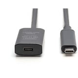 Digitus Aktives USB 3.2 Gen 2 Verlängerungskabel, USB-C Stecker > USB-C Buchse schwarz, 5 Meter, Repeater Kabel