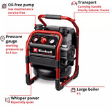 EINHELL Power X-Change Akku-Kompressor SILENZZO 18/160, 18Volt rot/schwarz, ohne Akku und Ladegerät