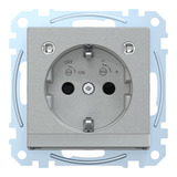 Merten Schutzkontakt-Steckdose mit Lichtauslösung und LED-Beleuchtung, Typ MEG2304-0460 aluminium, Retail