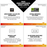 OMEN OMEN MAX 16-ak0174ng, Gaming-Notebook schwarz, AMD Ryzen AI 7 350, NVIDIA GeForce RTX 5070 Ti, 32 GB DDR5, 1 TB (1 TB null), ohne Betriebssystem