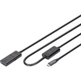 Digitus Aktives USB 3.2 Gen 1 Verlängerungskabel, USB-C Stecker > USB-A Buchse schwarz, 10 Meter, Repeater Kabel