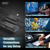 Digitus Aktives USB 3.2 Gen 1 Verlängerungskabel, USB-C Stecker > USB-A Buchse schwarz, 10 Meter, Repeater Kabel