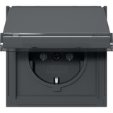 Gira Schutzkontaktsteckdose Typ F 16 Ampere 250 Volt mit Klappdeckel und Beschriftungsfeld anthrazit, Retail