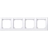 Merten Rahmen vierfach mit Beschriftungsträger, Typ 471425, Abdeckrahmen, glänzend, antibakteriell weiß (glänzend), Retail