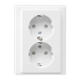 Merten Schutzkontakt-Doppel-Steckdose mit erhöhtem Berührungsschutz, 16 Ampere, 250 Volt weiß (glänzend), Retail