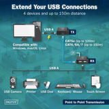 Digitus USB 2.0 CAT Extender-Set, 480 Mbps, 150 Meter, USB-Extender schwarz, Sendeeinheit + Empfängereinheit, 4 Port USB-A