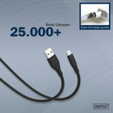 Digitus USB 2.0 Silikon-Kabel USB-A > Lightning, MFI zertifiziert schwarz, 1 Meter, PD, Laden mit bis zu 12 Watt