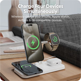 Hyper HyperJuice Next Qi2 4-in-1 Magnetische Ladestation weiß/silber