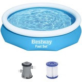 Bestway Fast Set Aufstellpool-Set, Ø 305cm x 66cm, Schwimmbad blau/weiß, mit Filterpumpe